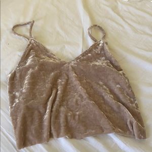 Velvet dusty pink crop top